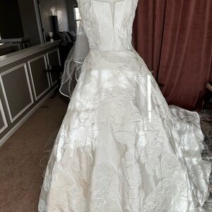 Almsale White Floral Wedding Dress